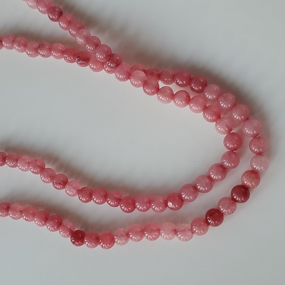 Pink Radiate Love and Happiness Semi Precious Long Adjustable Necklace w Tassel - Picture 3 of 5
